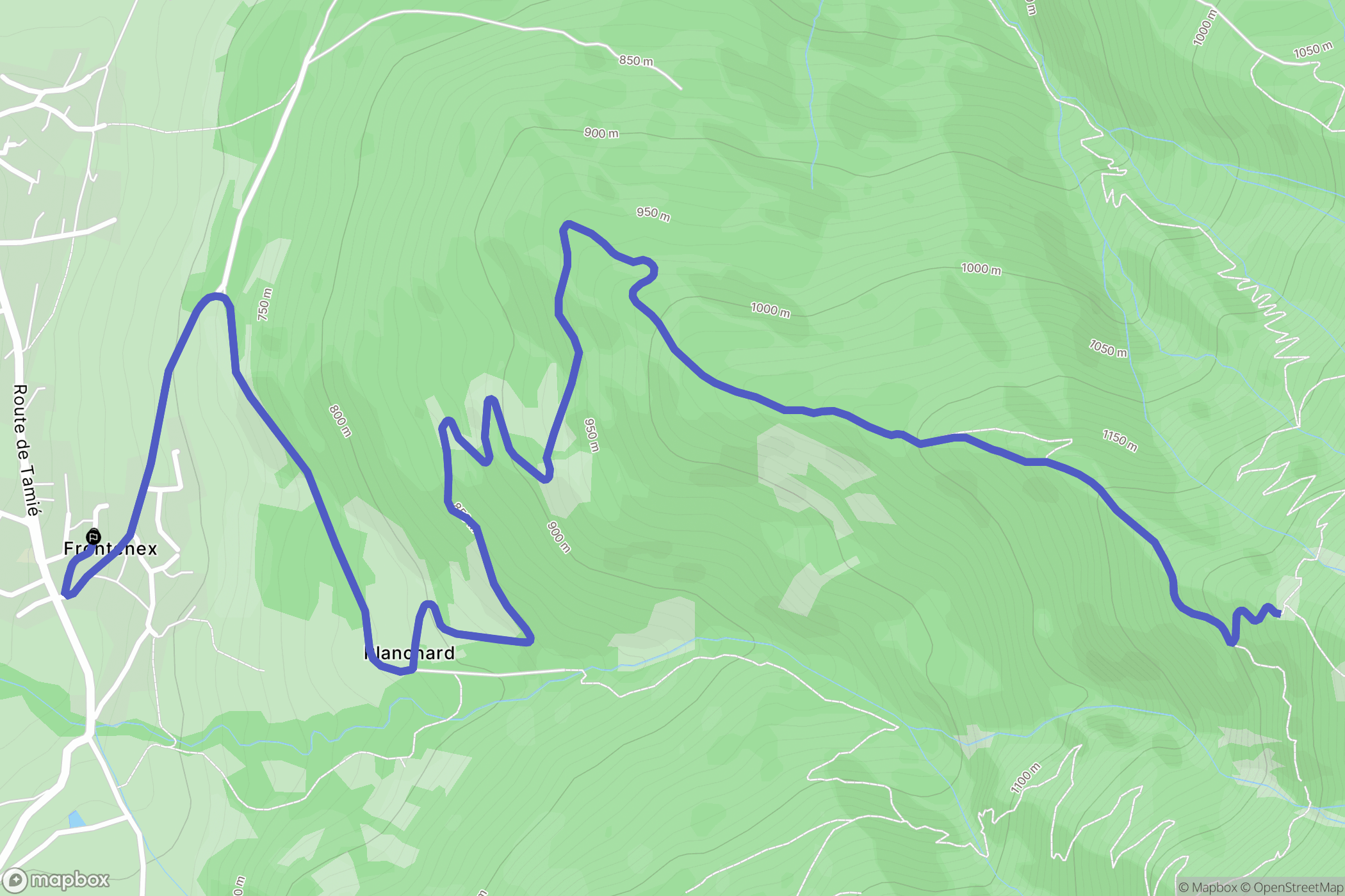 Faverges : carte du parcours de randonnée - France