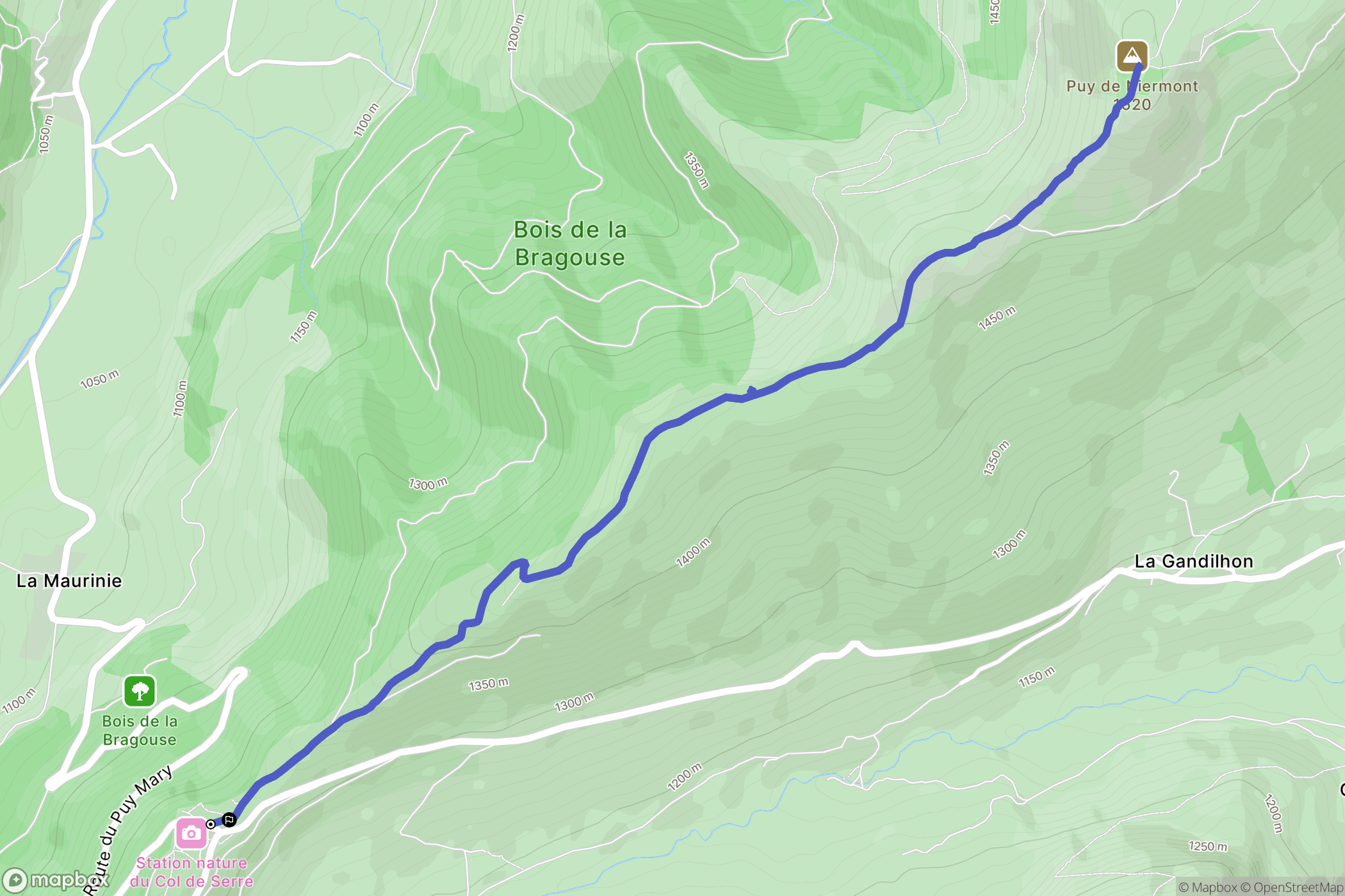 Le Claux : carte du parcours de randonnée - France
