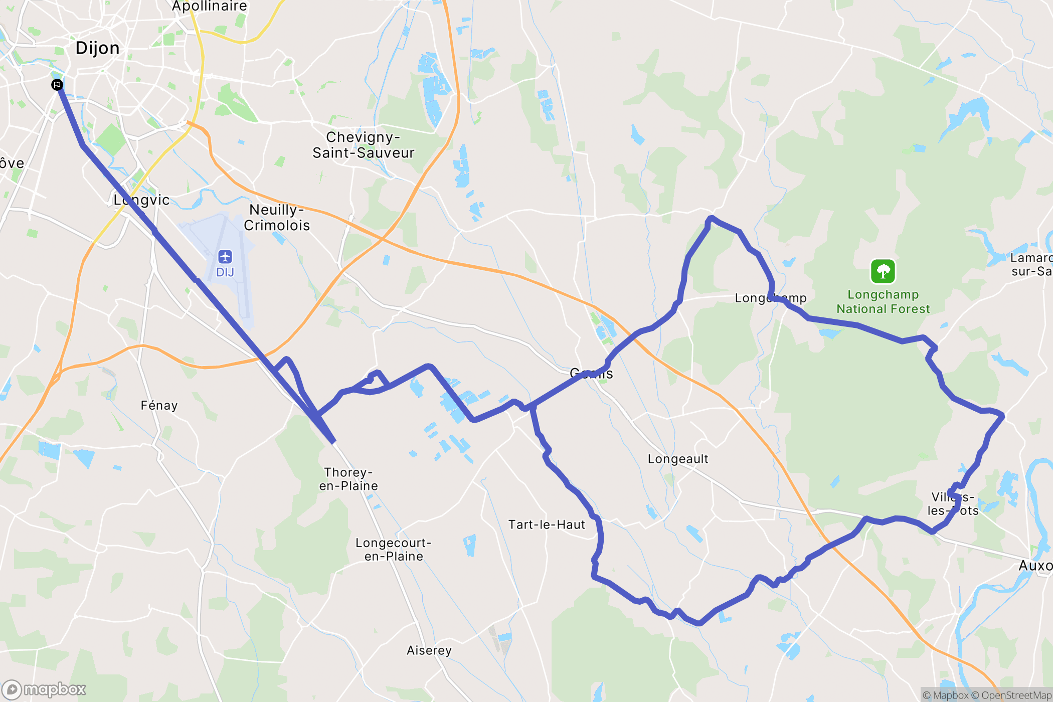 Dijon : carte du parcours de randonnée - France
