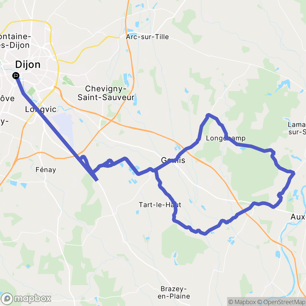 Dijon : carte du parcours de randonnée - France