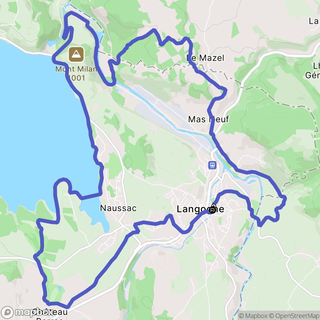 Langogne : carte du parcours de randonnée - France