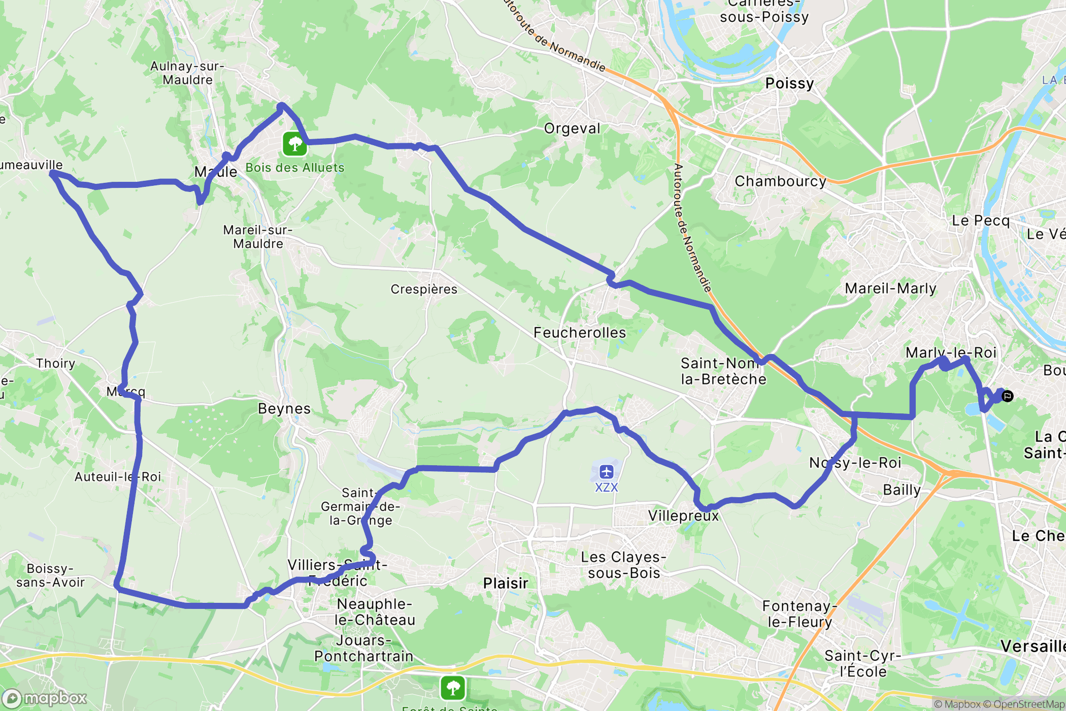Louveciennes : carte du parcours de randonnée - France