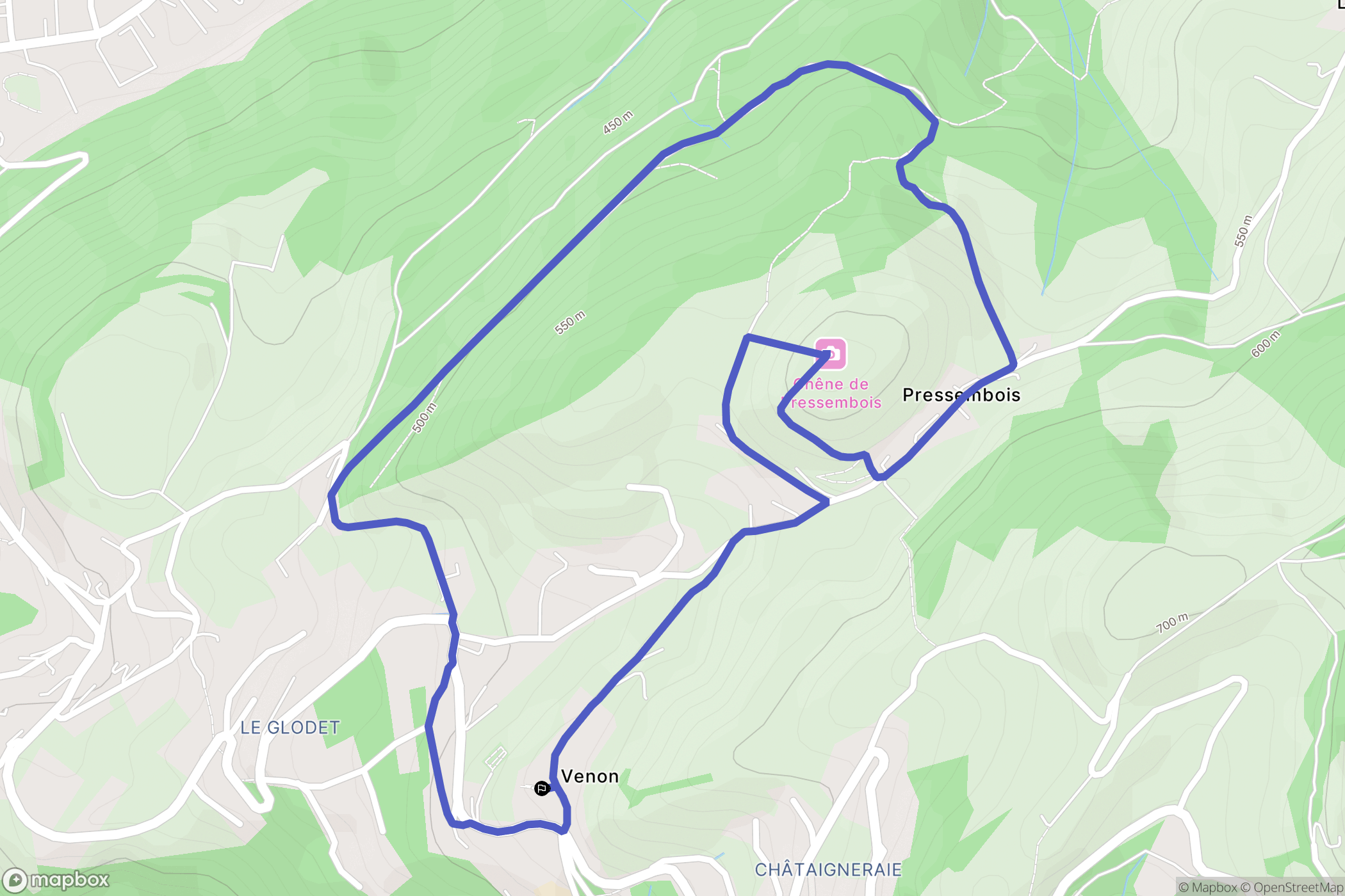 Venon : carte du parcours de randonnée - France