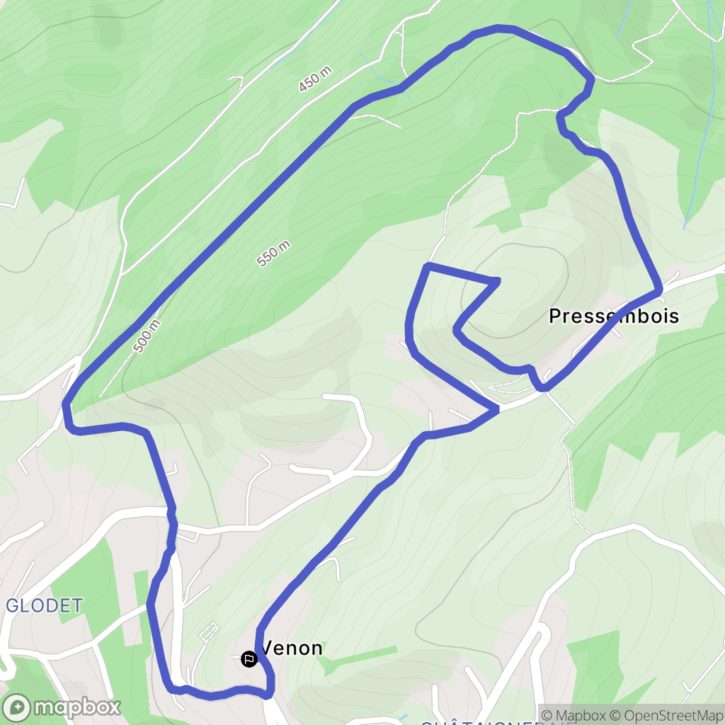 Venon : carte du parcours de randonnée - France