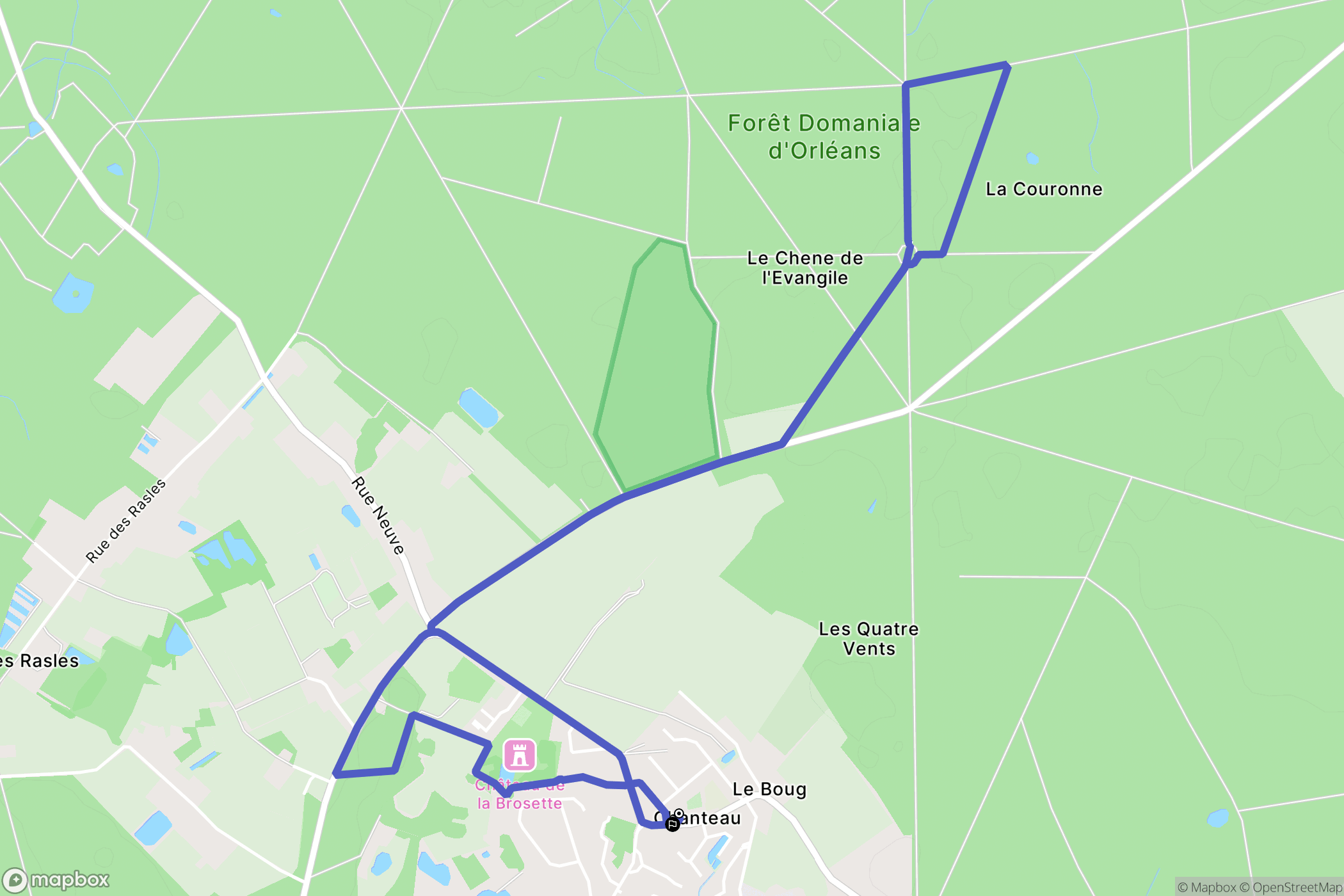 Chanteau : carte du parcours de randonnée - France