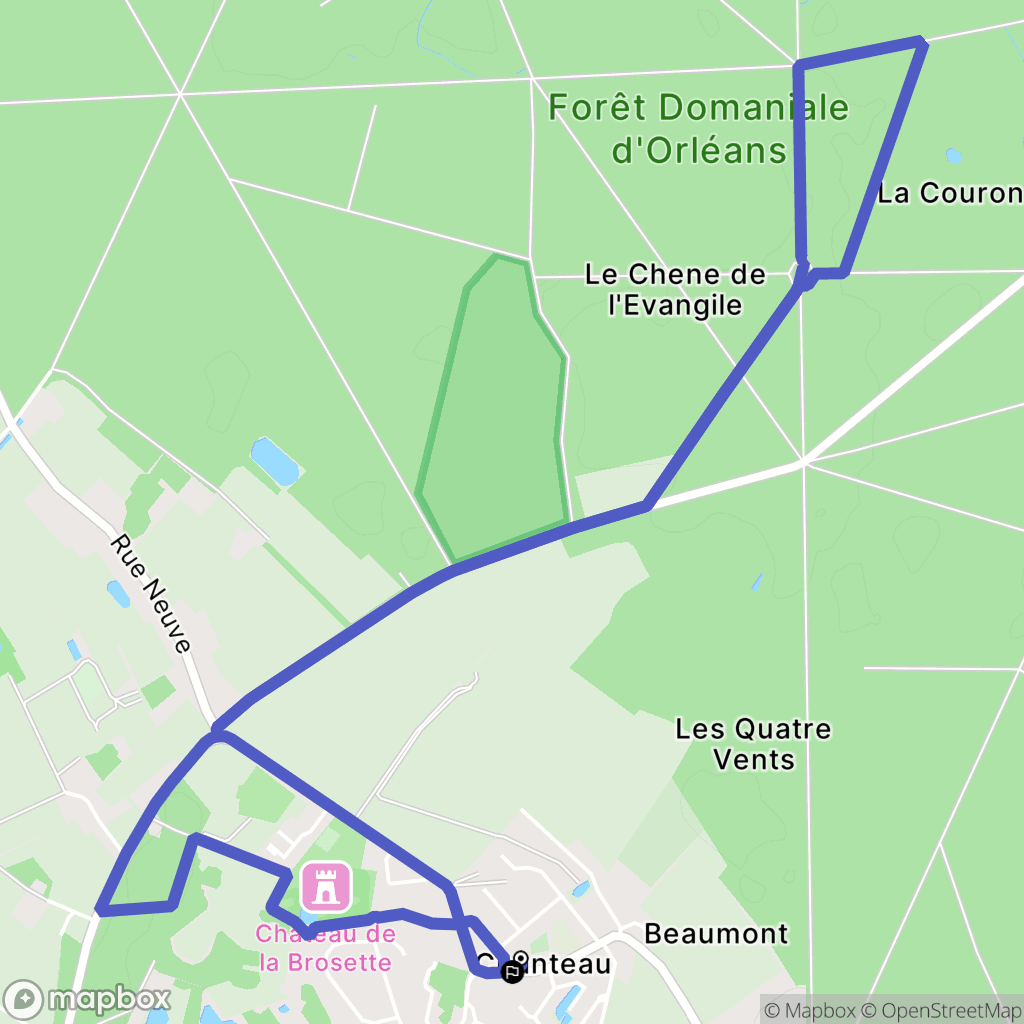 Chanteau : carte du parcours de randonnée - France