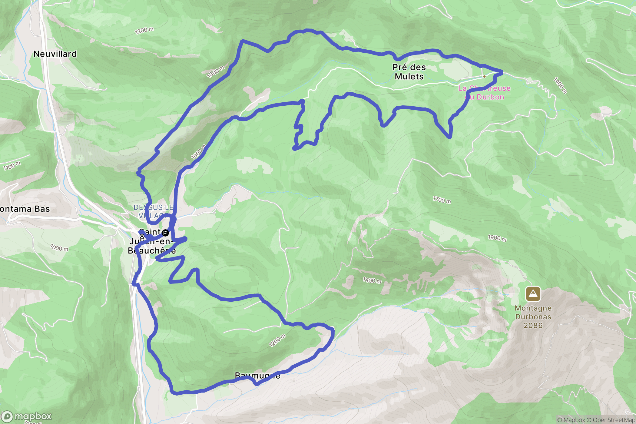 Saint-Julien-en-Beauchêne : carte du parcours de randonnée - France