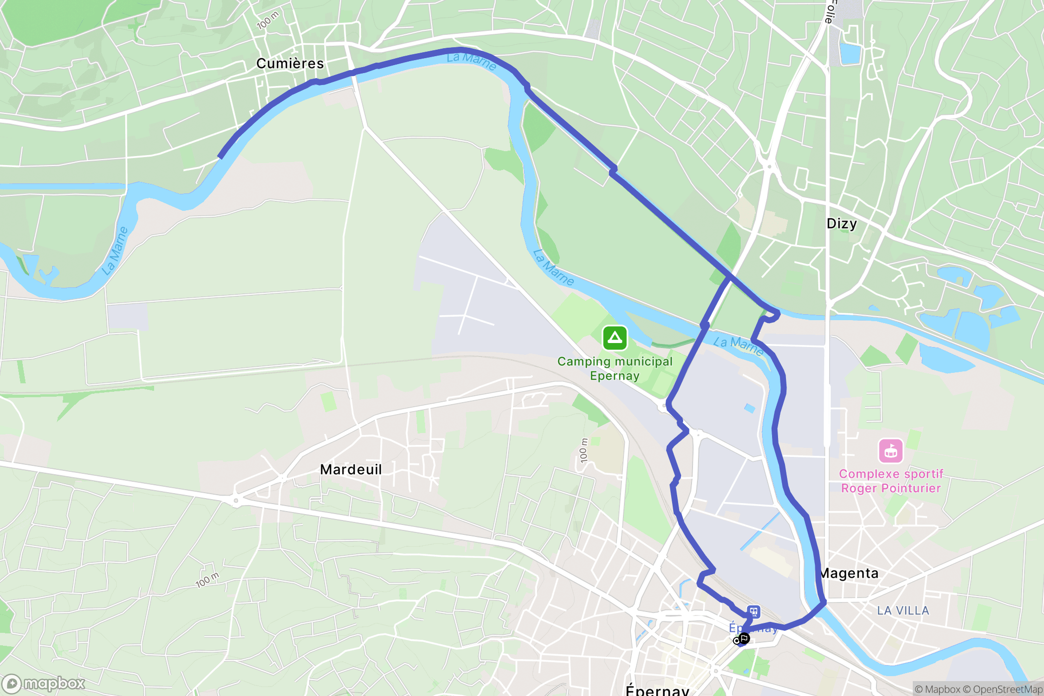 Épernay : carte du parcours de randonnée - France