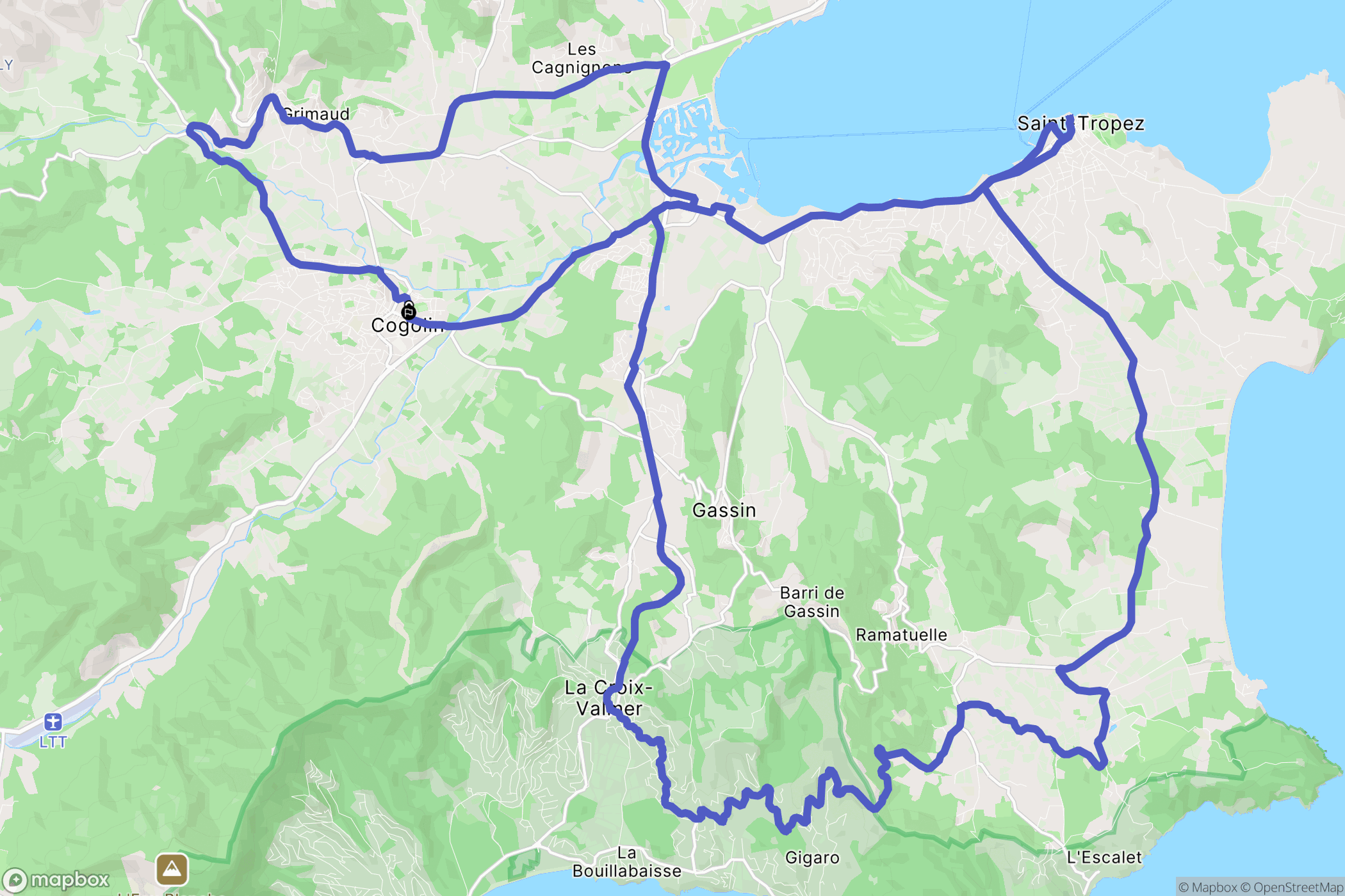 Cogolin : carte du parcours de randonnée - France