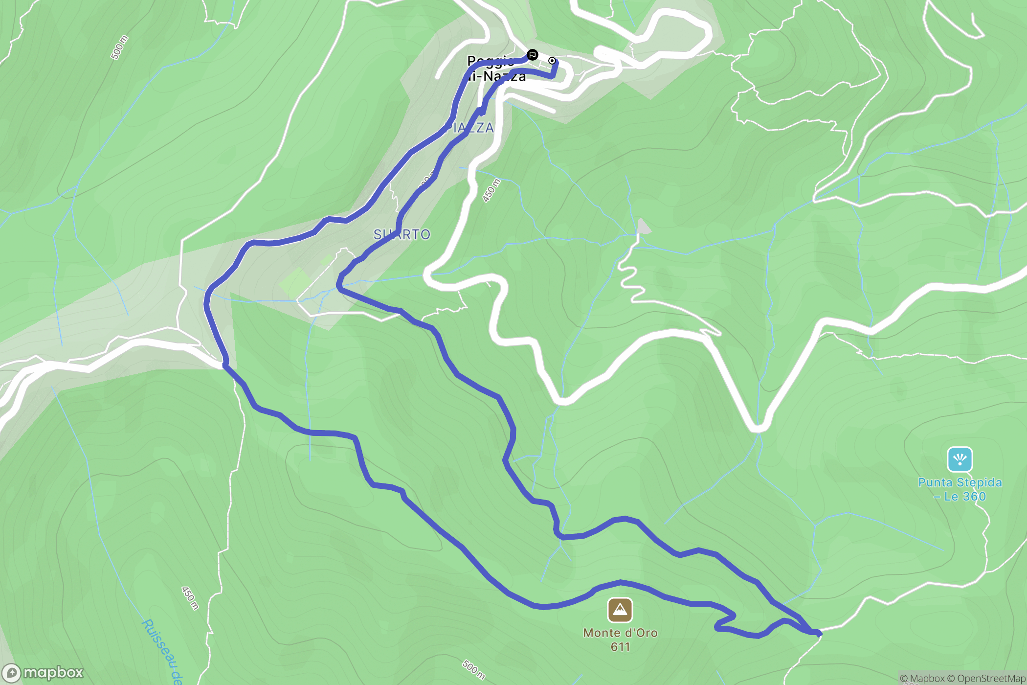 Poggio-Di-Nazza : carte du parcours de randonnée - France
