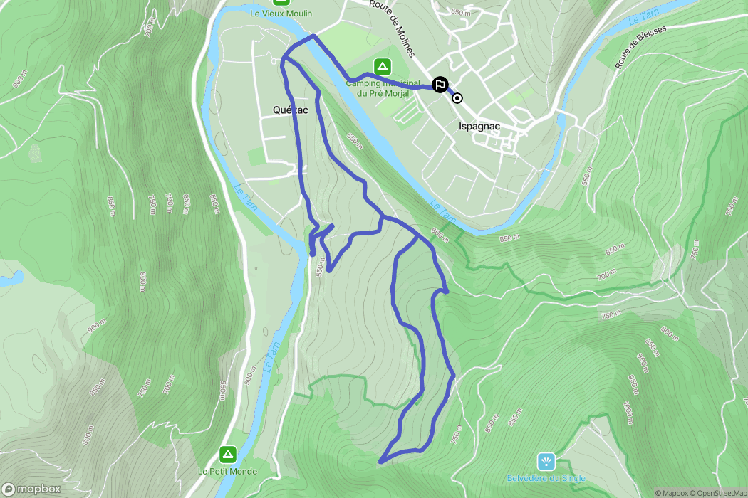Ispagnac : carte du parcours de randonnée - France