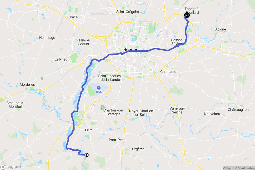 Bruz : carte du parcours de randonnée - France