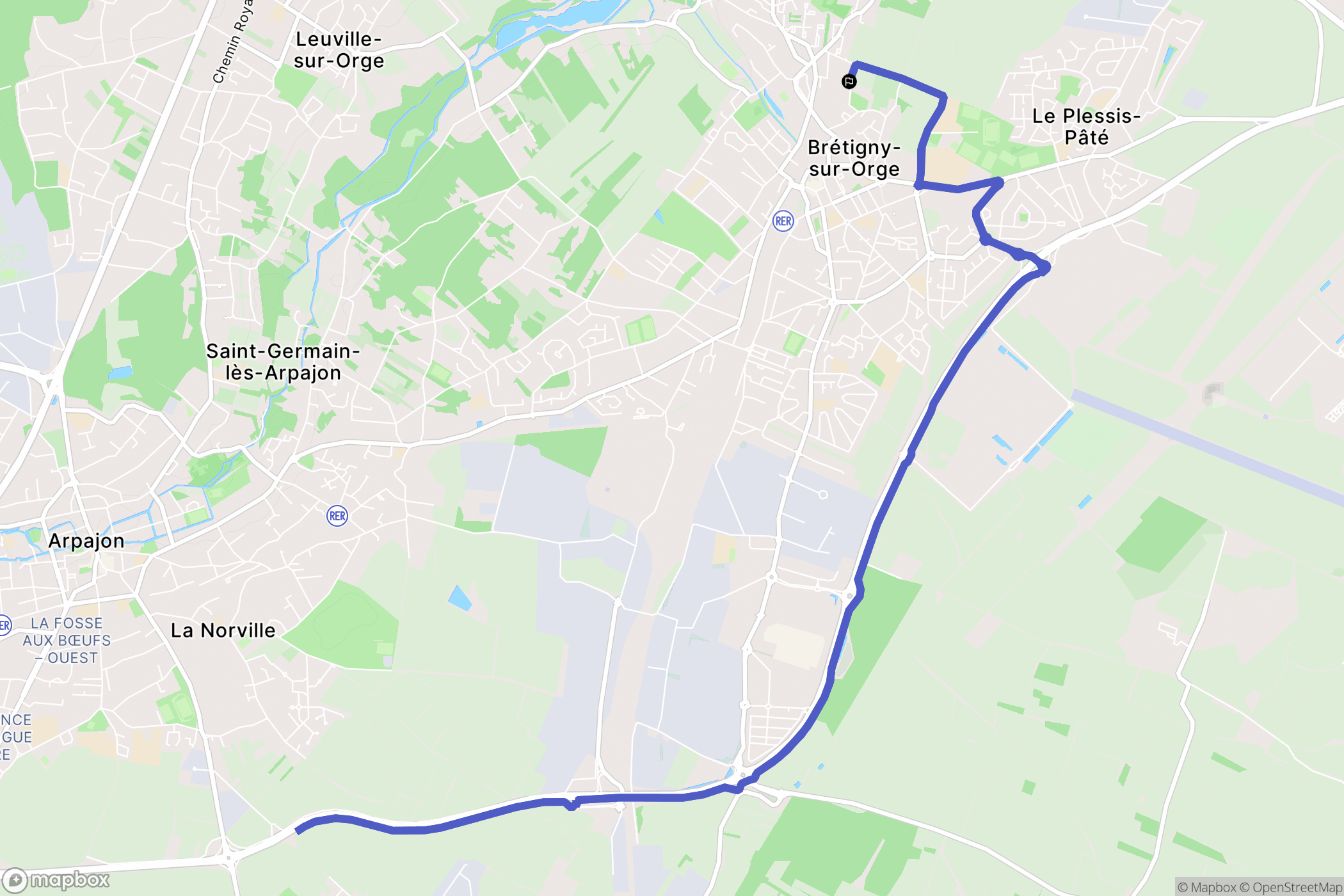 Brétigny-sur-Orge : carte du parcours de randonnée - France