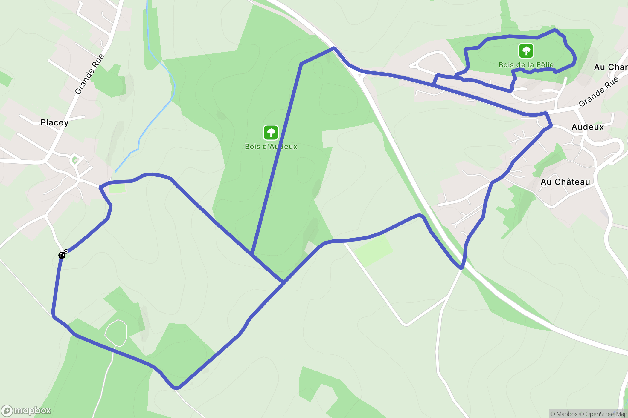 Placey : carte du parcours de randonnée - France