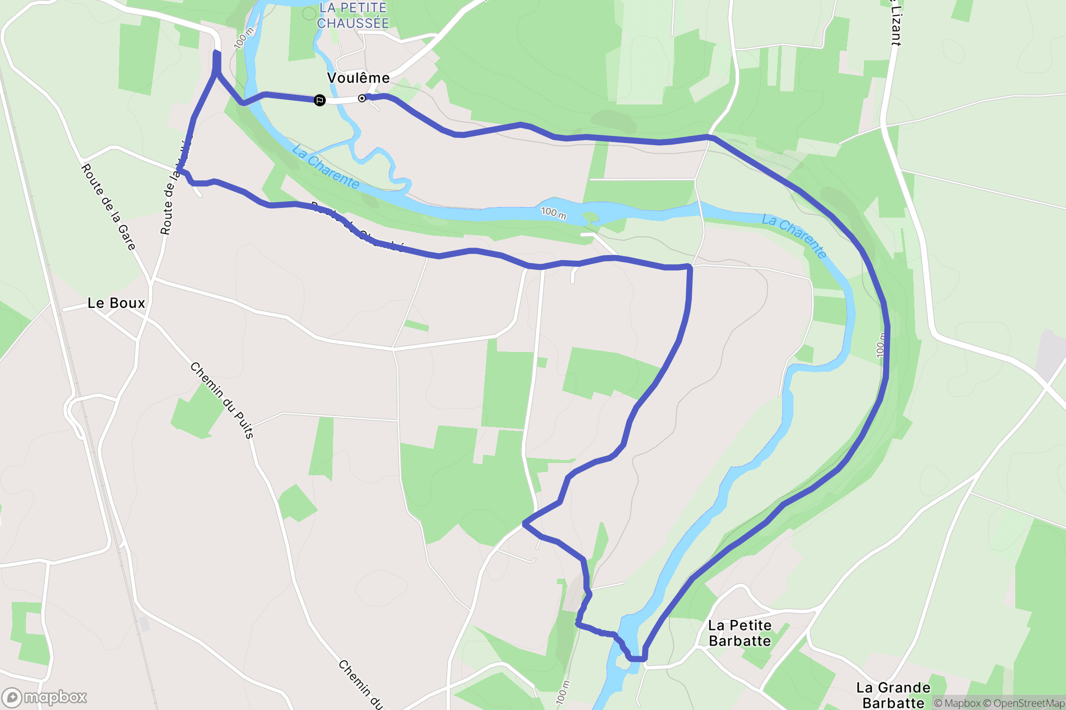 Voulême : carte du parcours de randonnée - France