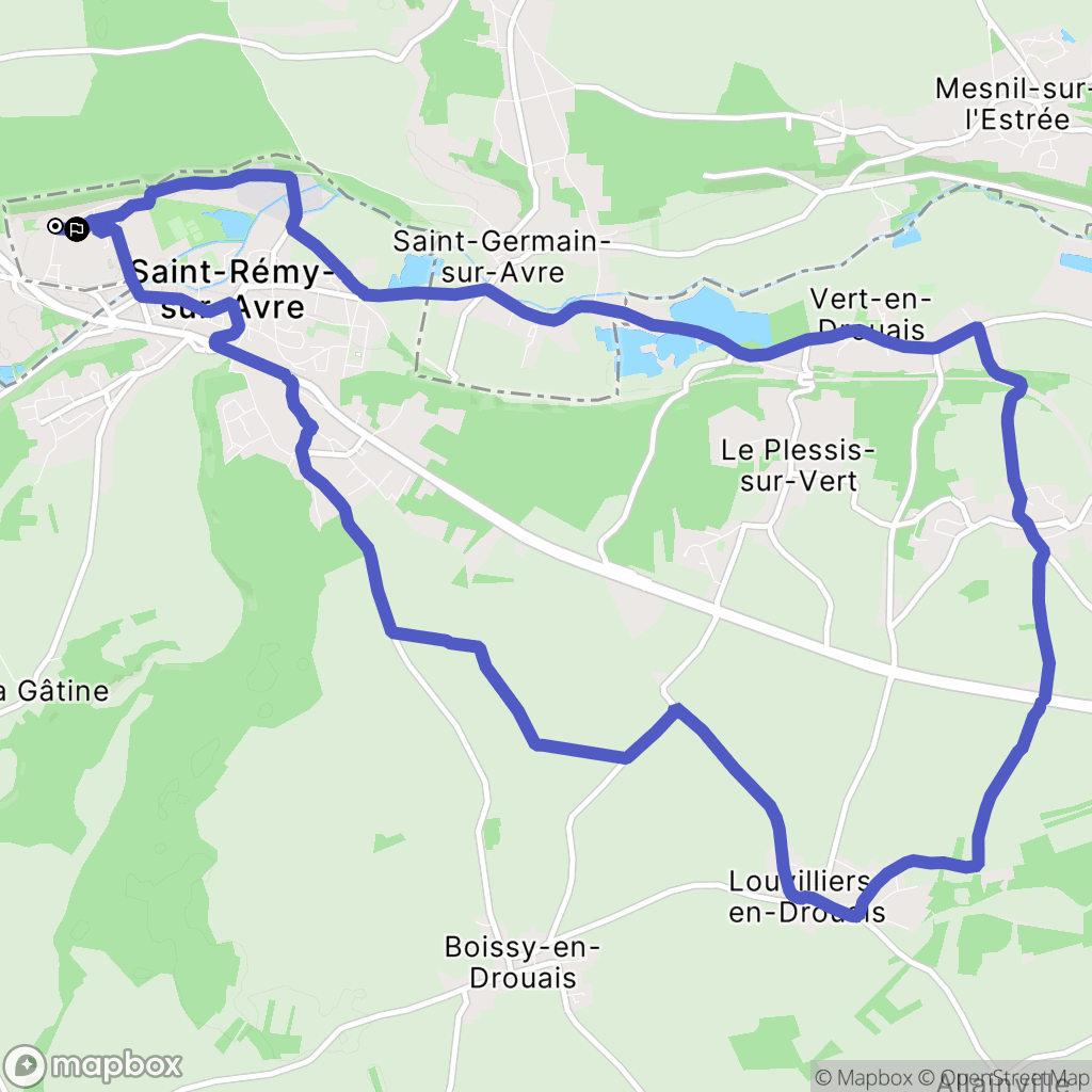 Saint-Rémy-sur-Avre : carte du parcours de randonnée - France