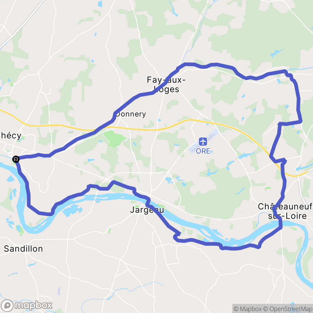 Chécy : carte du parcours de randonnée - France