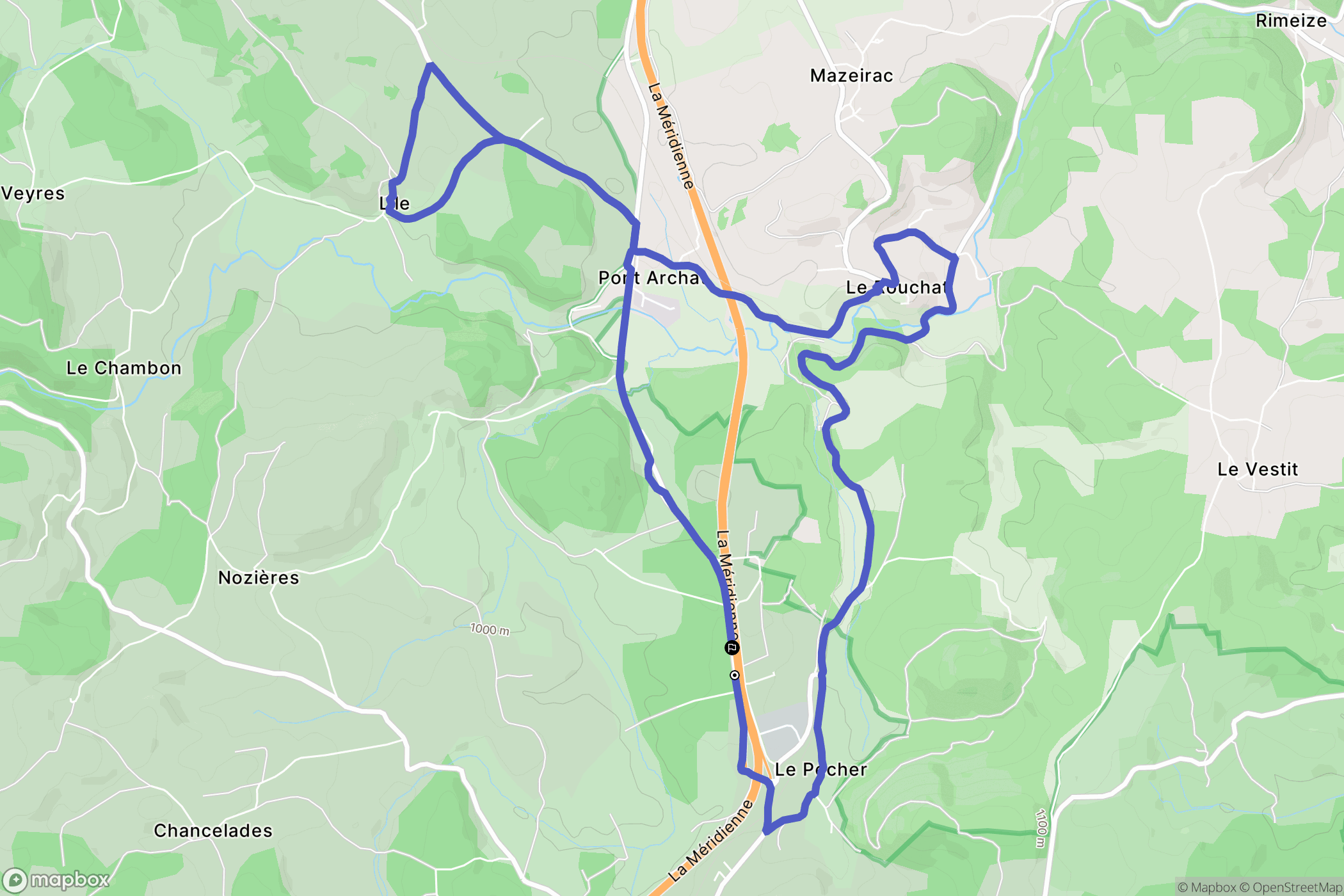 Peyre en Aubrac : carte du parcours de randonnée - France