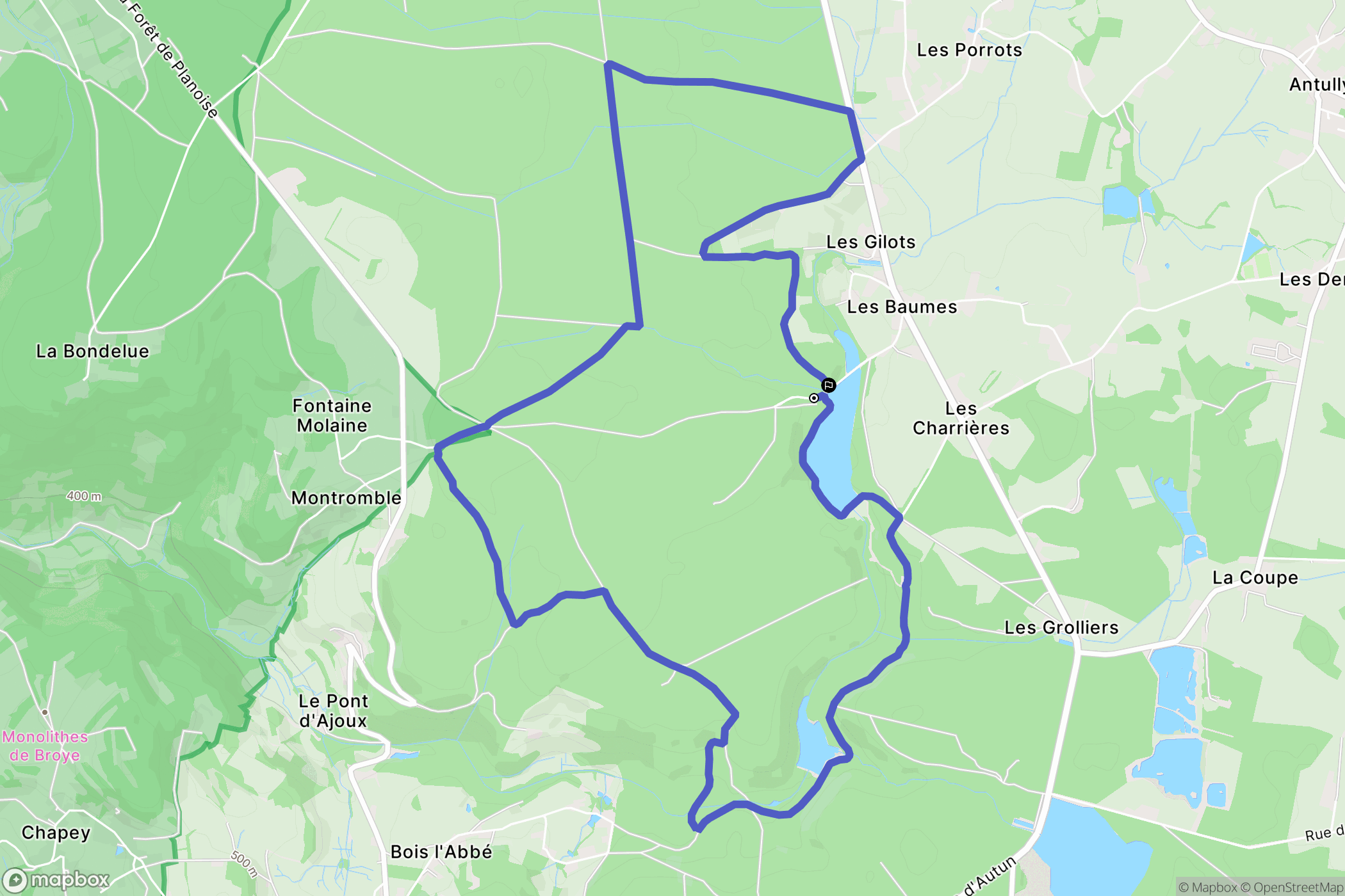 Antully : carte du parcours de randonnée - France