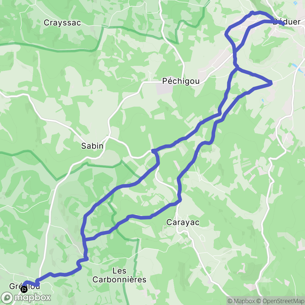 Gréalou : carte du parcours de randonnée - France