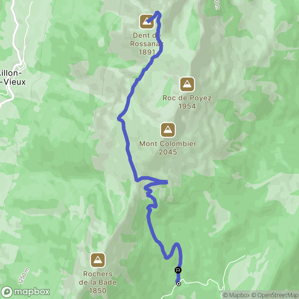 Aillon-le-Jeune : carte du parcours de randonnée - France
