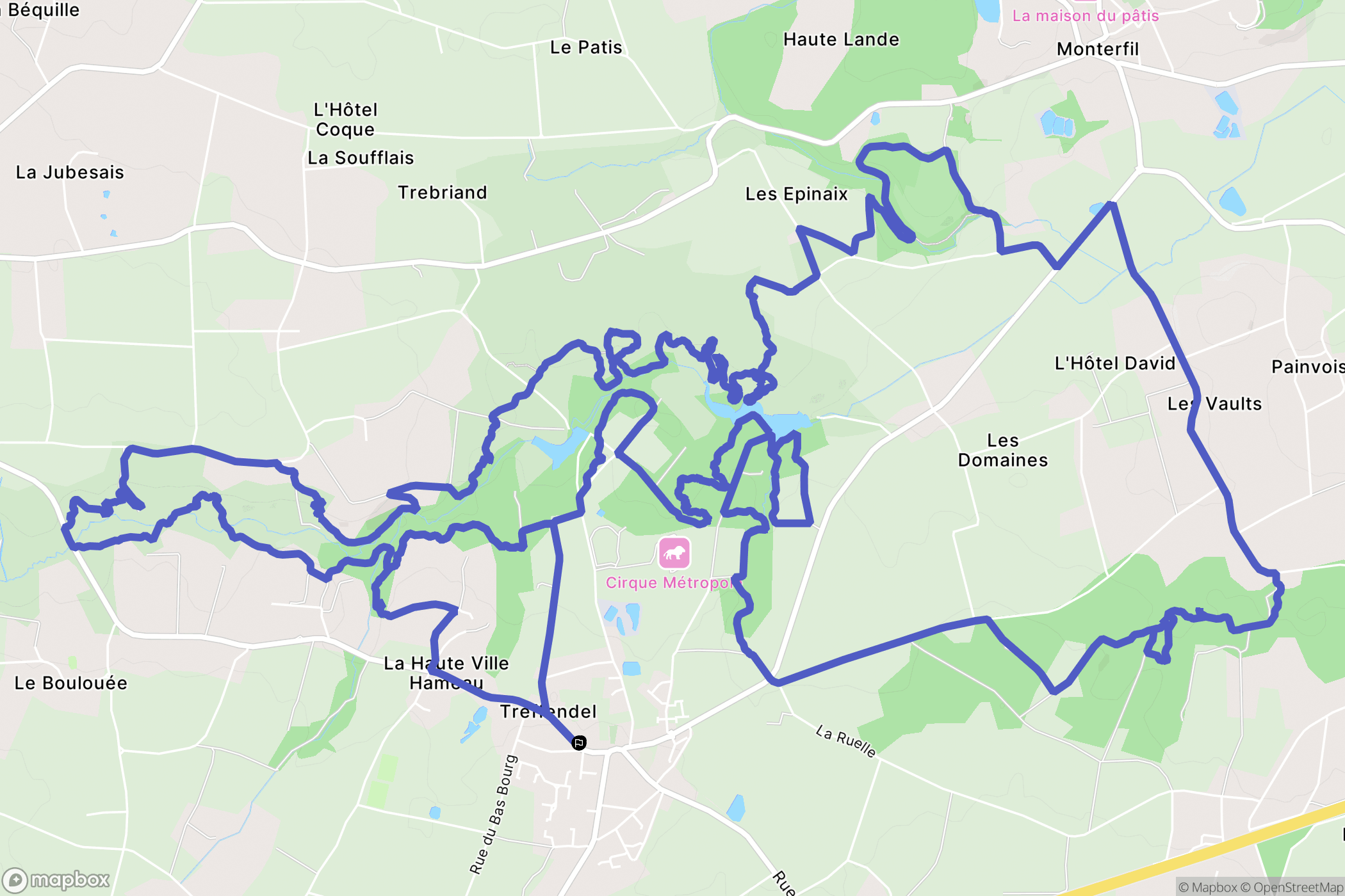 Treffendel : carte du parcours de randonnée - France