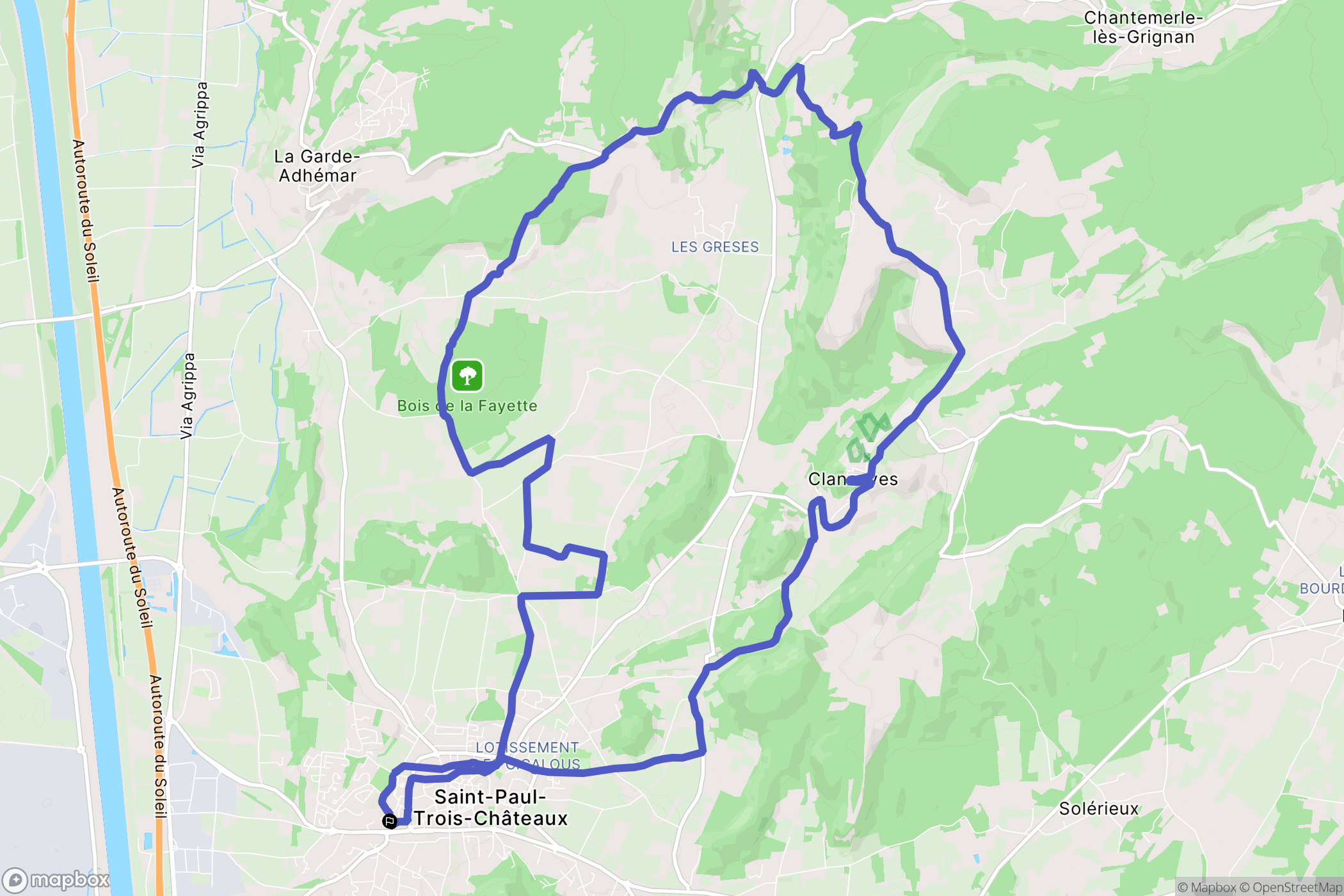 Saint-Paul-Trois-Châteaux : carte du parcours de randonnée - France