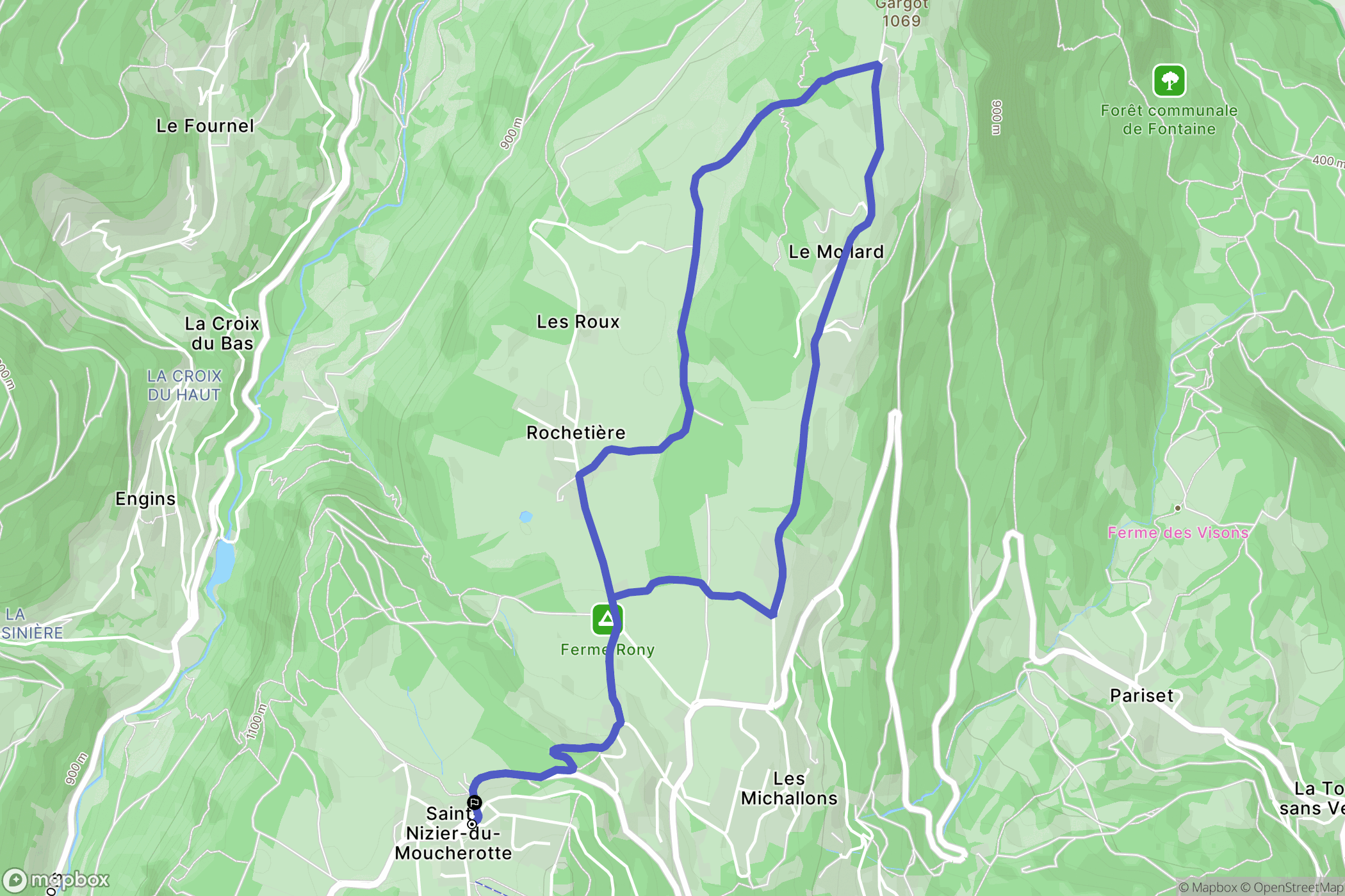 Saint-Nizier-du-Moucherotte : carte du parcours de randonnée - France
