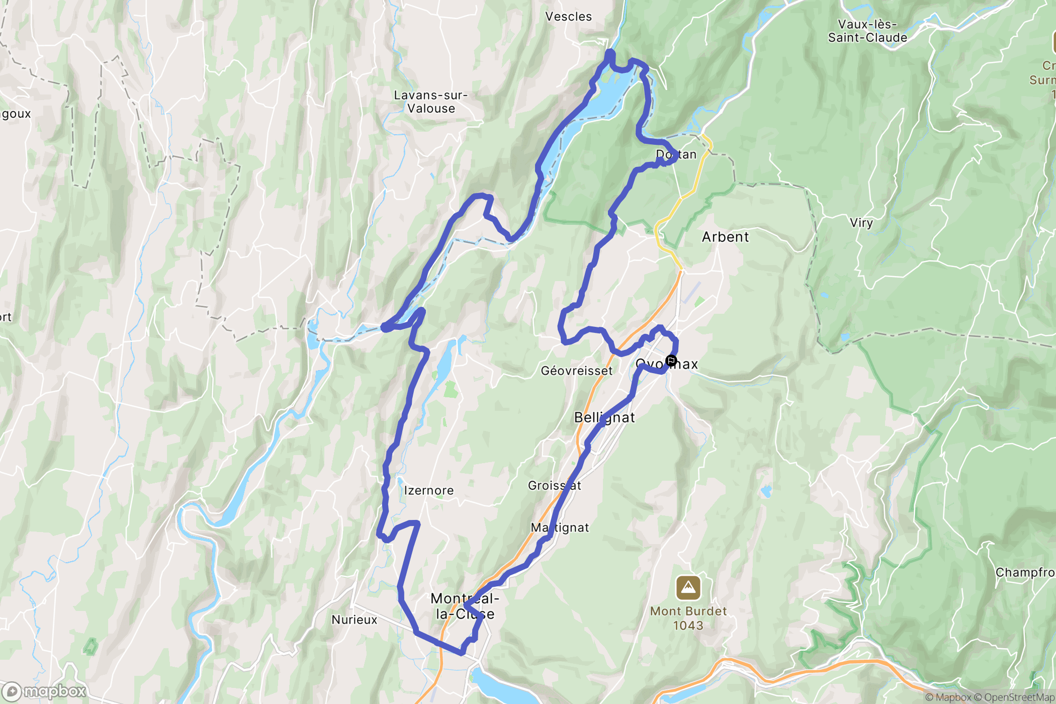 Oyonnax : carte du parcours de randonnée - France