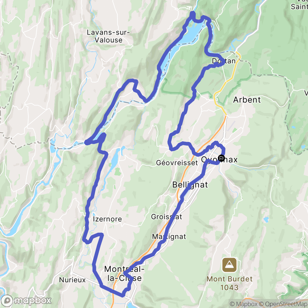 Oyonnax : carte du parcours de randonnée - France