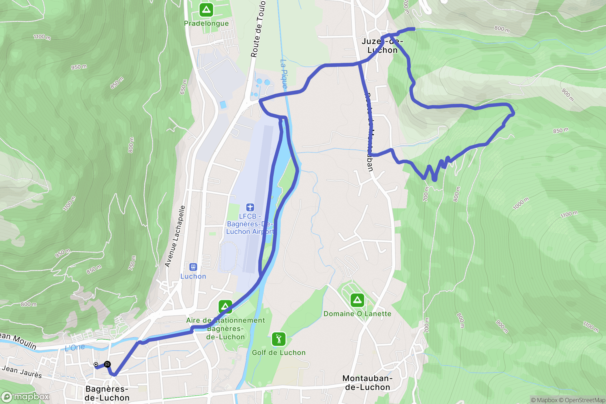 Bagnères-de-Luchon : carte du parcours de randonnée - France