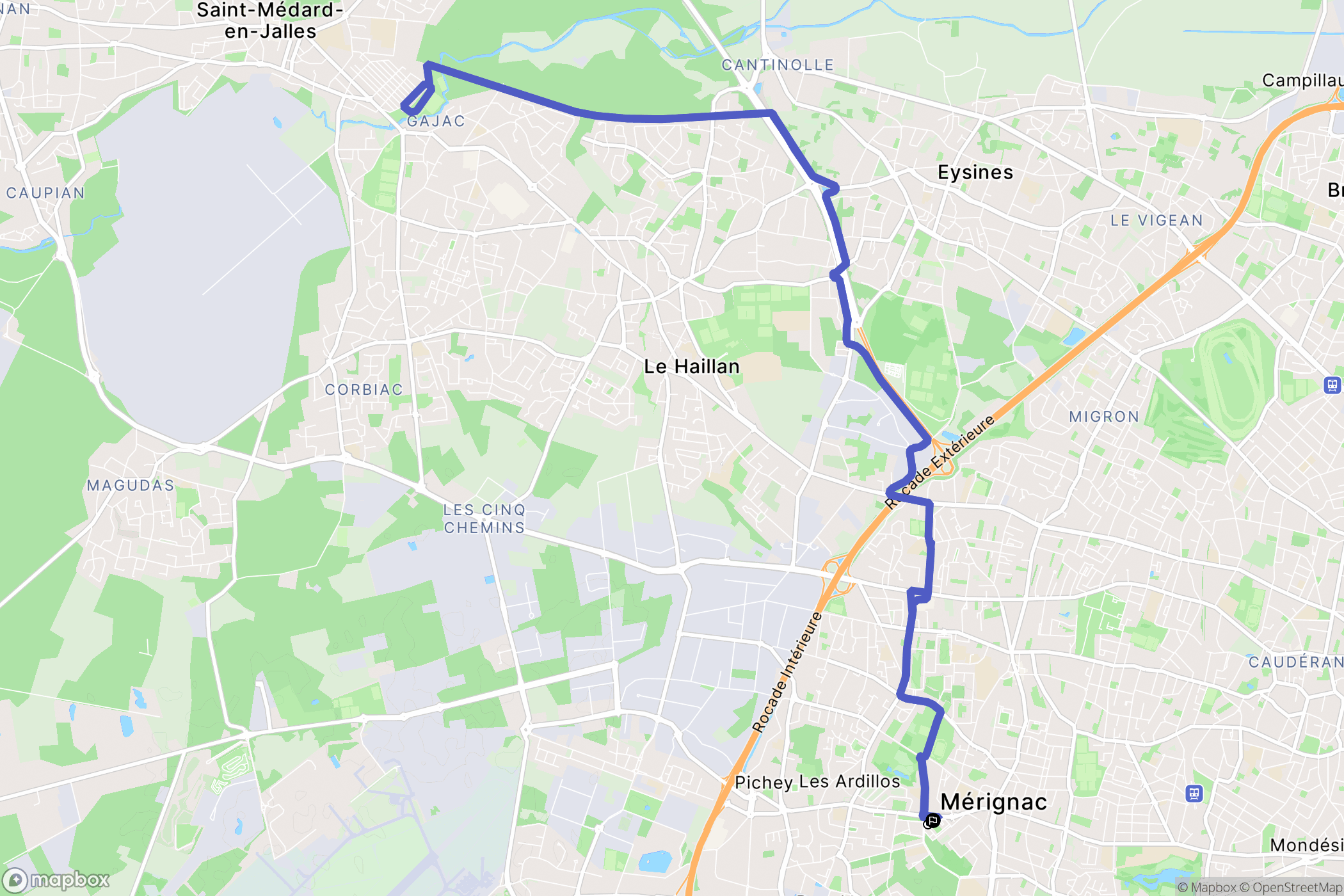 Mérignac : carte du parcours de randonnée - France