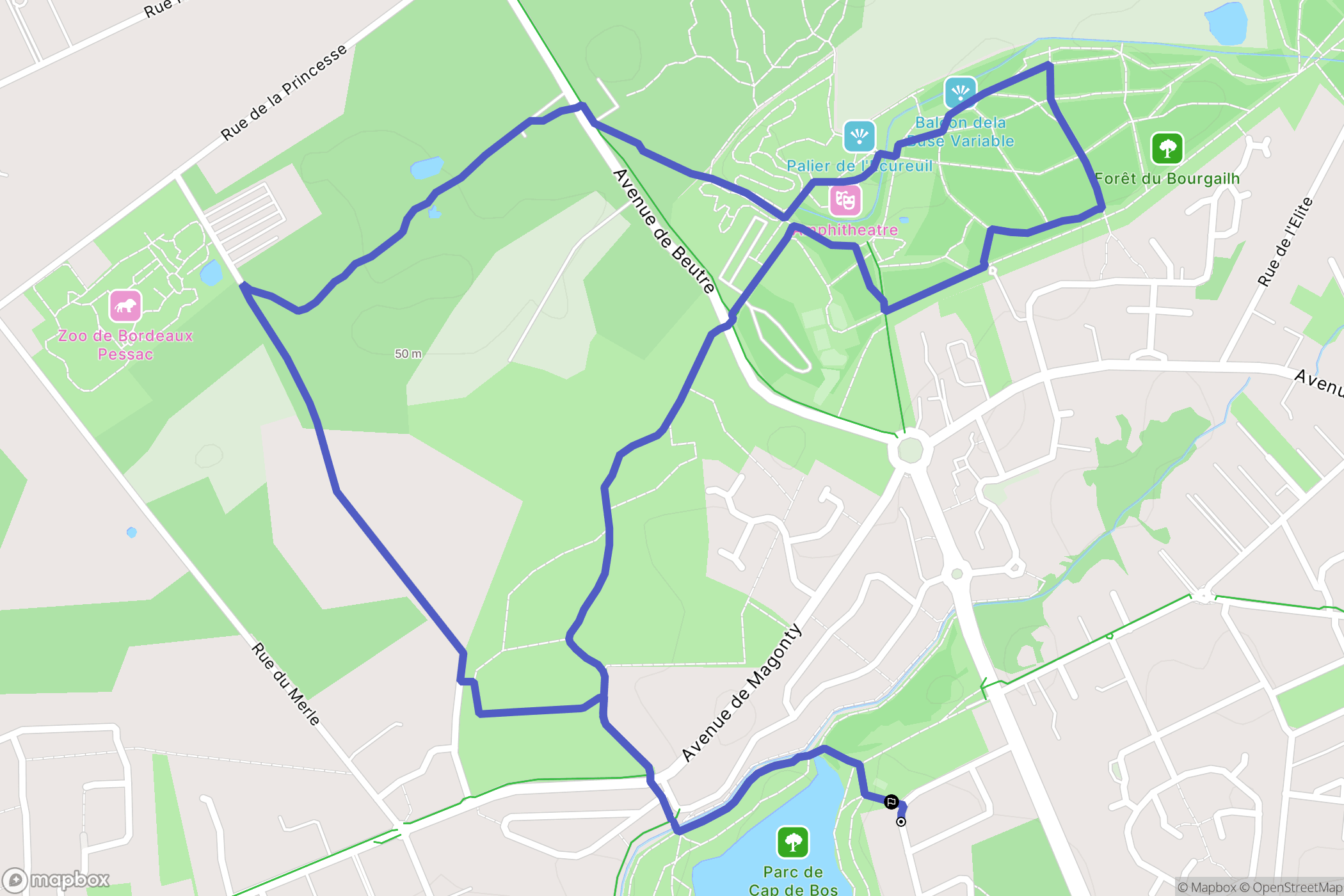 Pessac : carte du parcours de randonnée - France