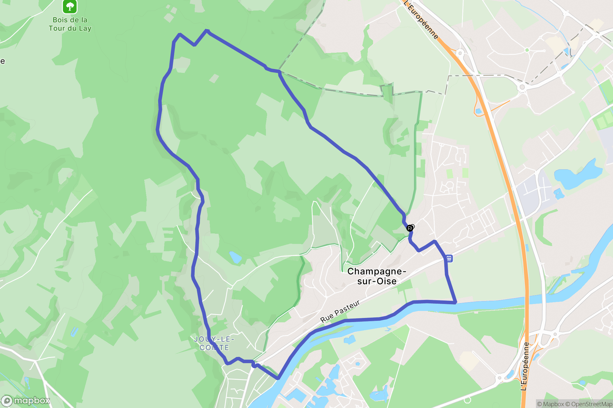 Champagne-sur-Oise : carte du parcours de randonnée - France