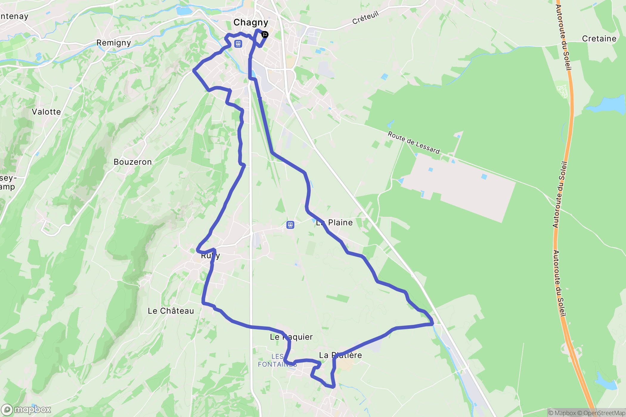 Chagny : carte du parcours de randonnée - France