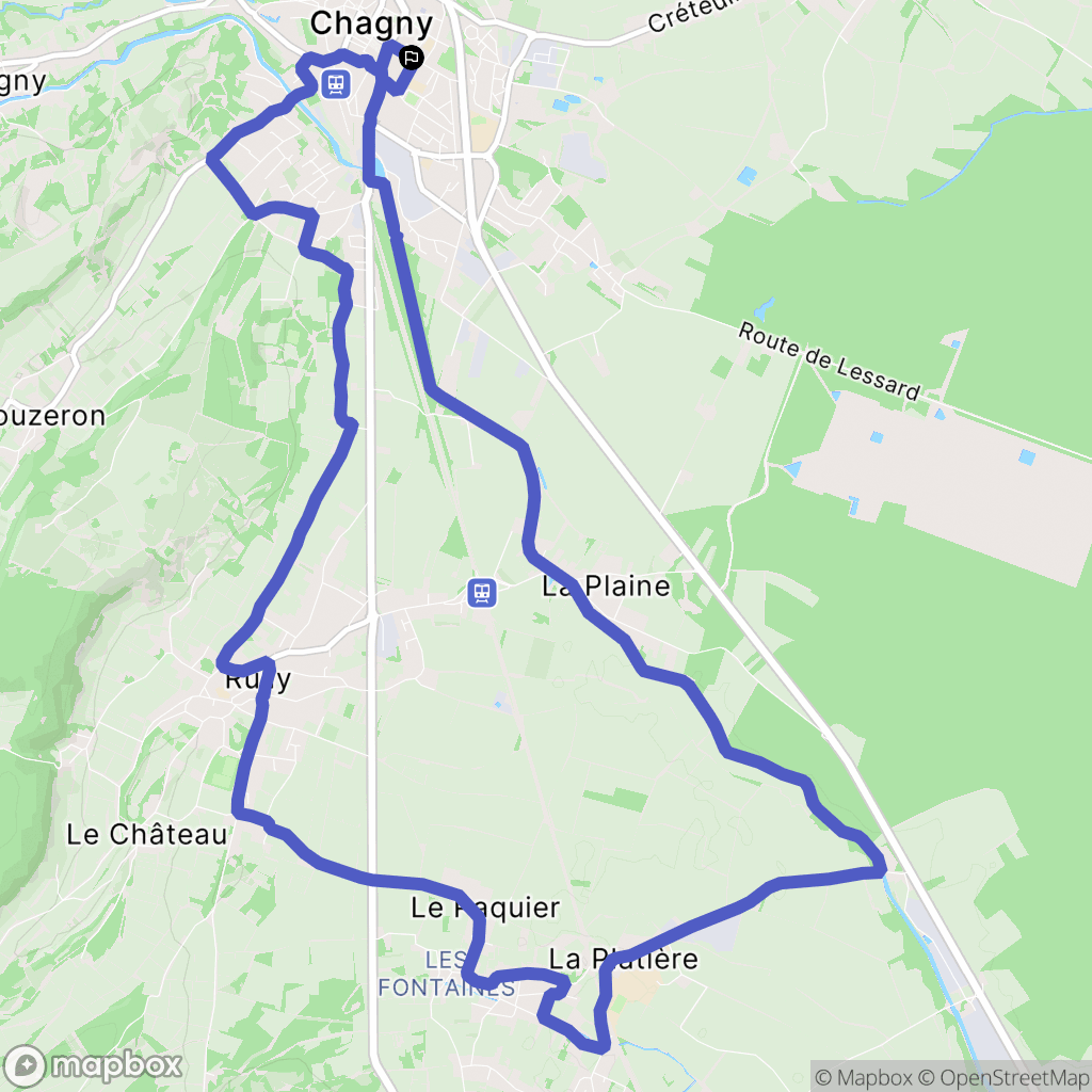 Chagny : carte du parcours de randonnée - France