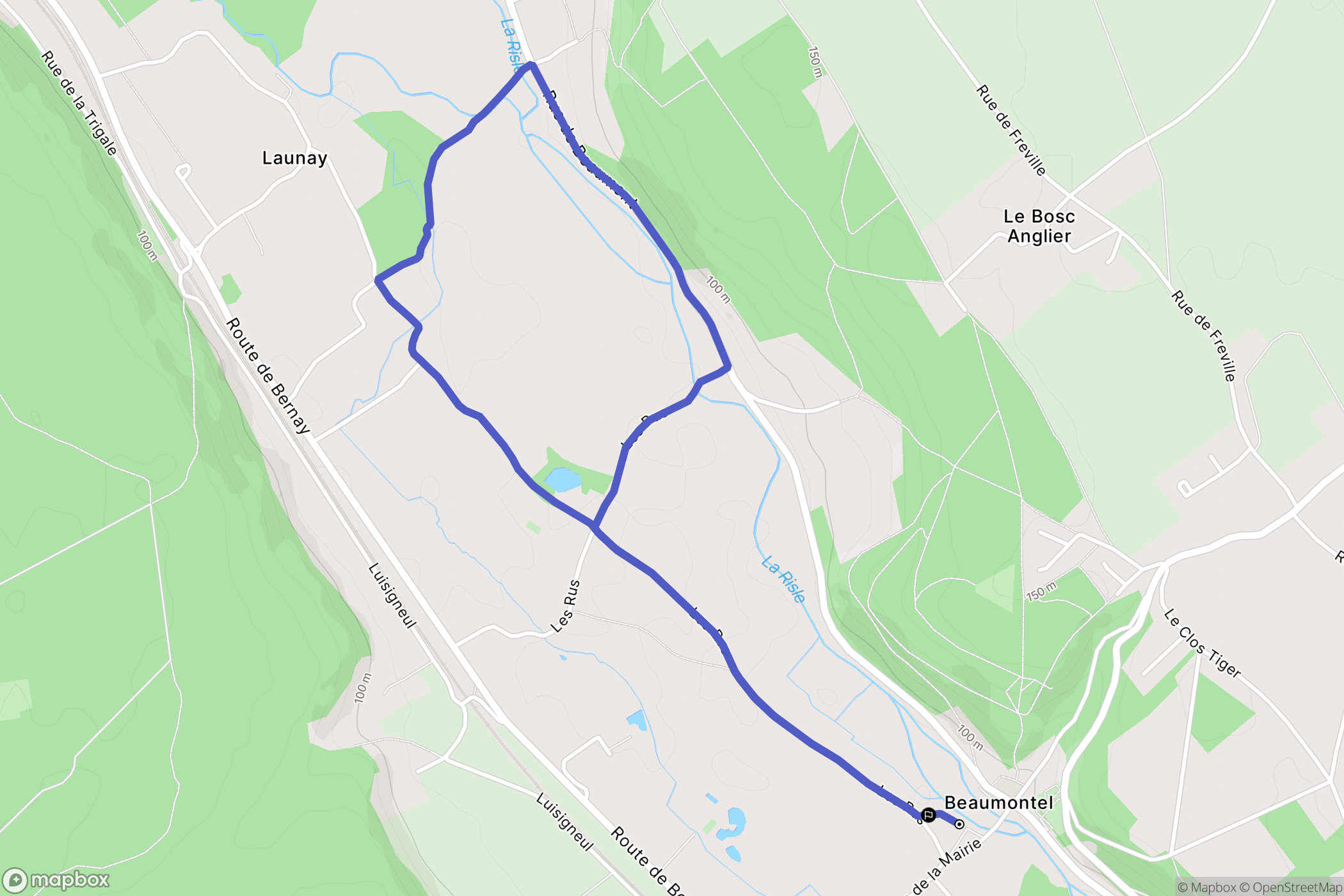 Beaumontel : carte du parcours de randonnée - France