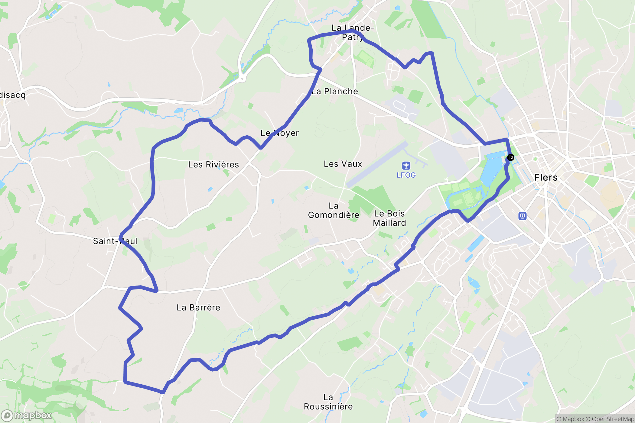 Flers : carte du parcours de randonnée - France