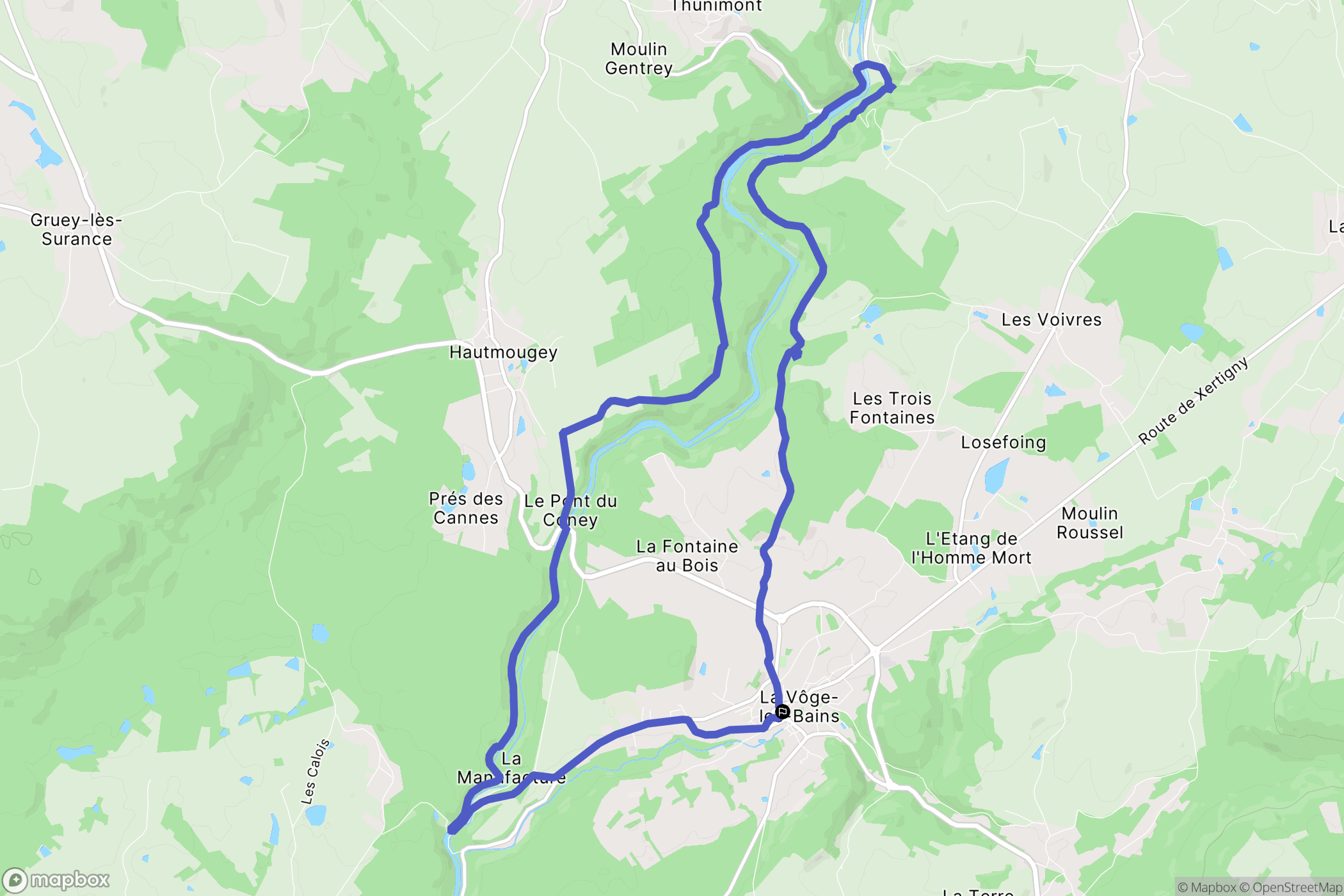 La Vôge-les-Bains : carte du parcours de randonnée - France
