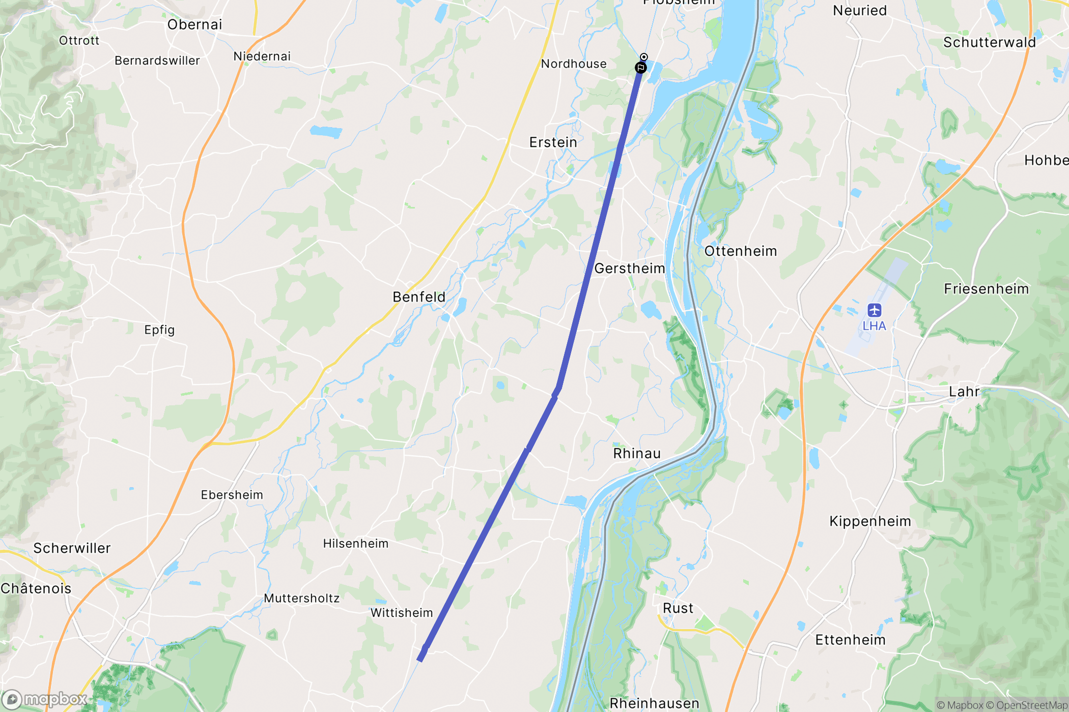 Plobsheim : carte du parcours de randonnée - France