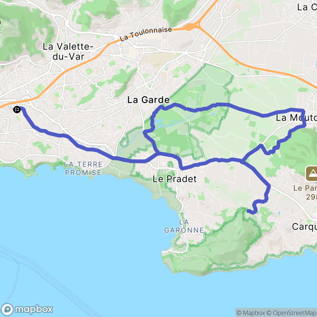 Toulon : carte du parcours de randonnée - France