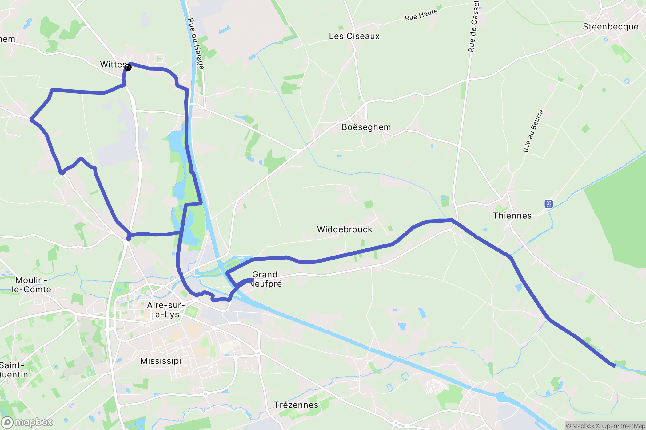Wittes : carte du parcours de randonnée - France