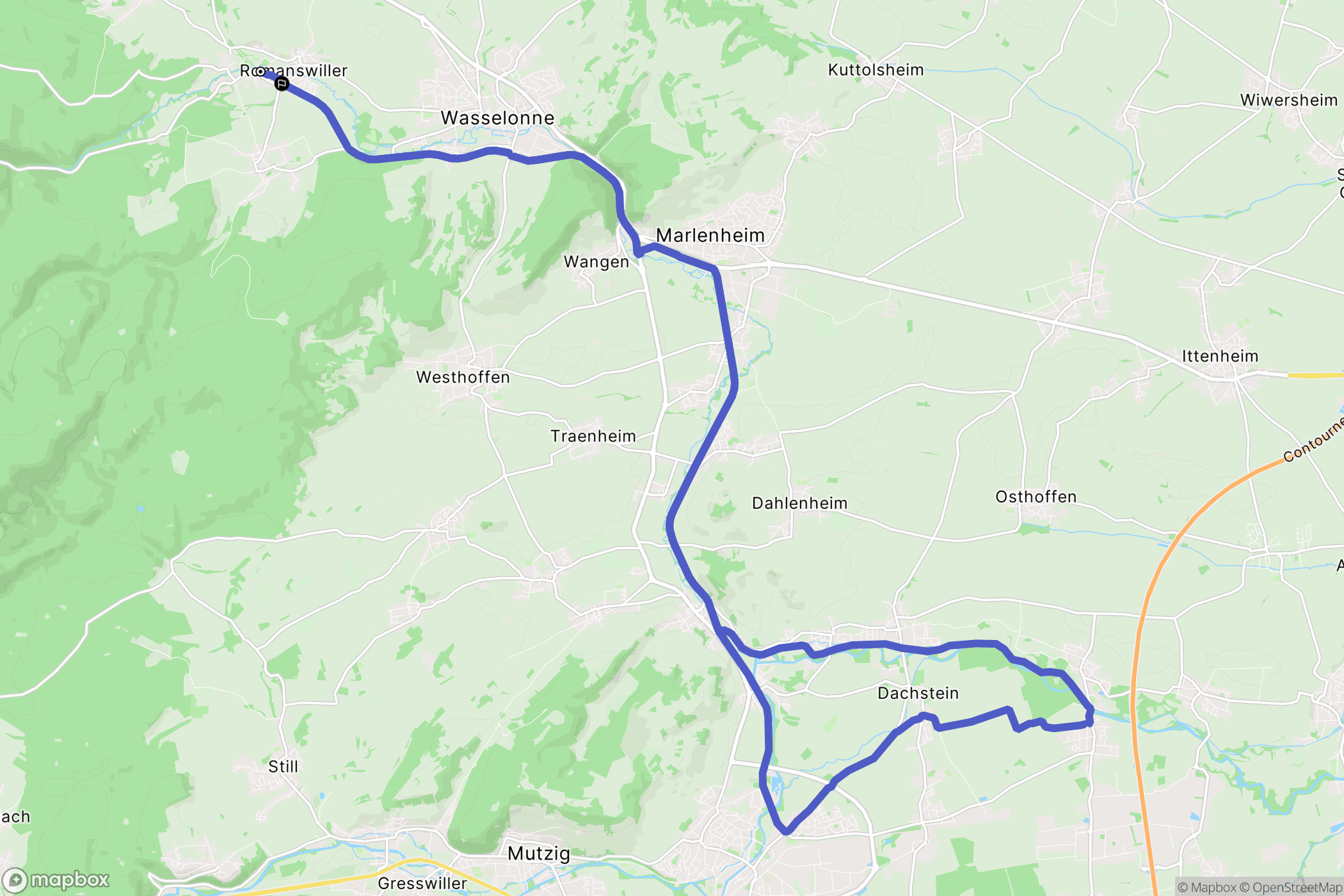 Romanswiller : carte du parcours de randonnée - France