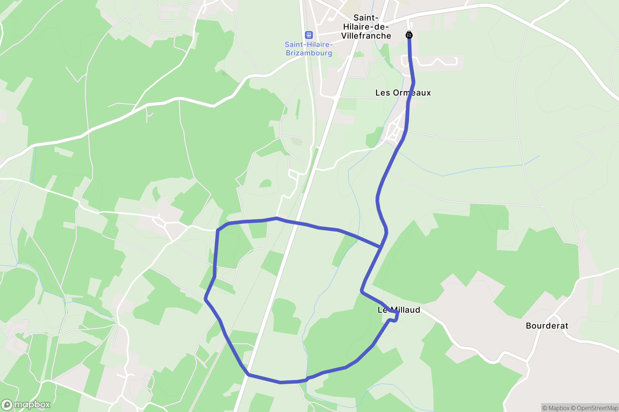 Saint-Hilaire-de-Villefranche : carte du parcours de randonnée - France