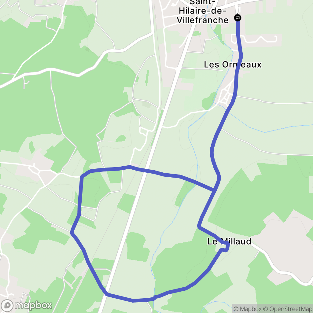 Saint-Hilaire-de-Villefranche : carte du parcours de randonnée - France