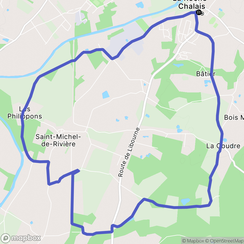 La Roche-Chalais : carte du parcours de randonnée - France