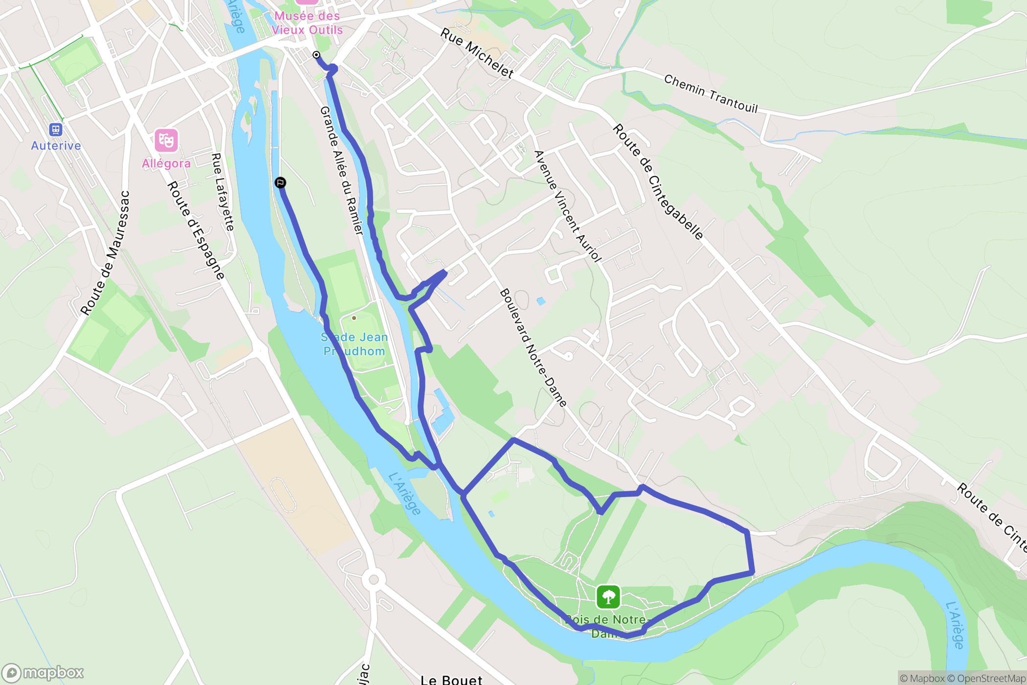 Auterive : carte du parcours de randonnée - France