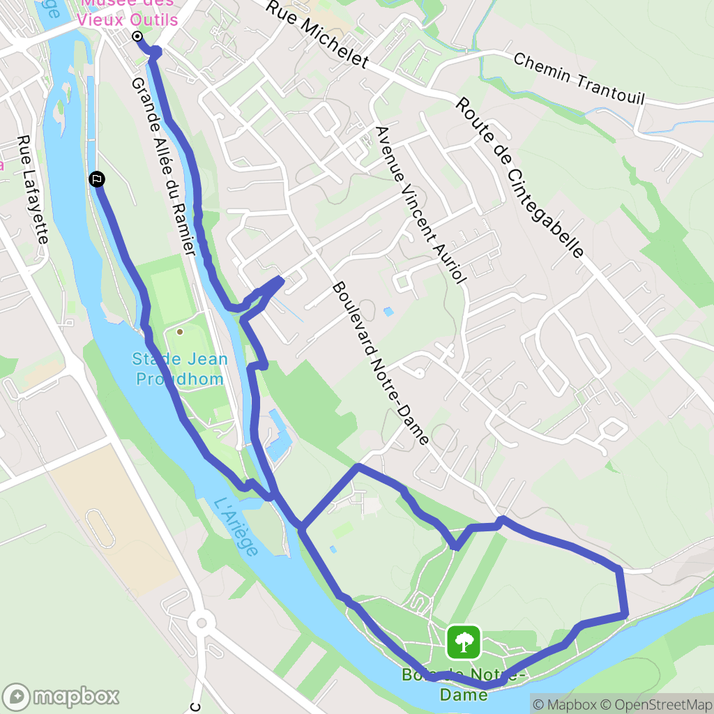 Auterive : carte du parcours de randonnée - France