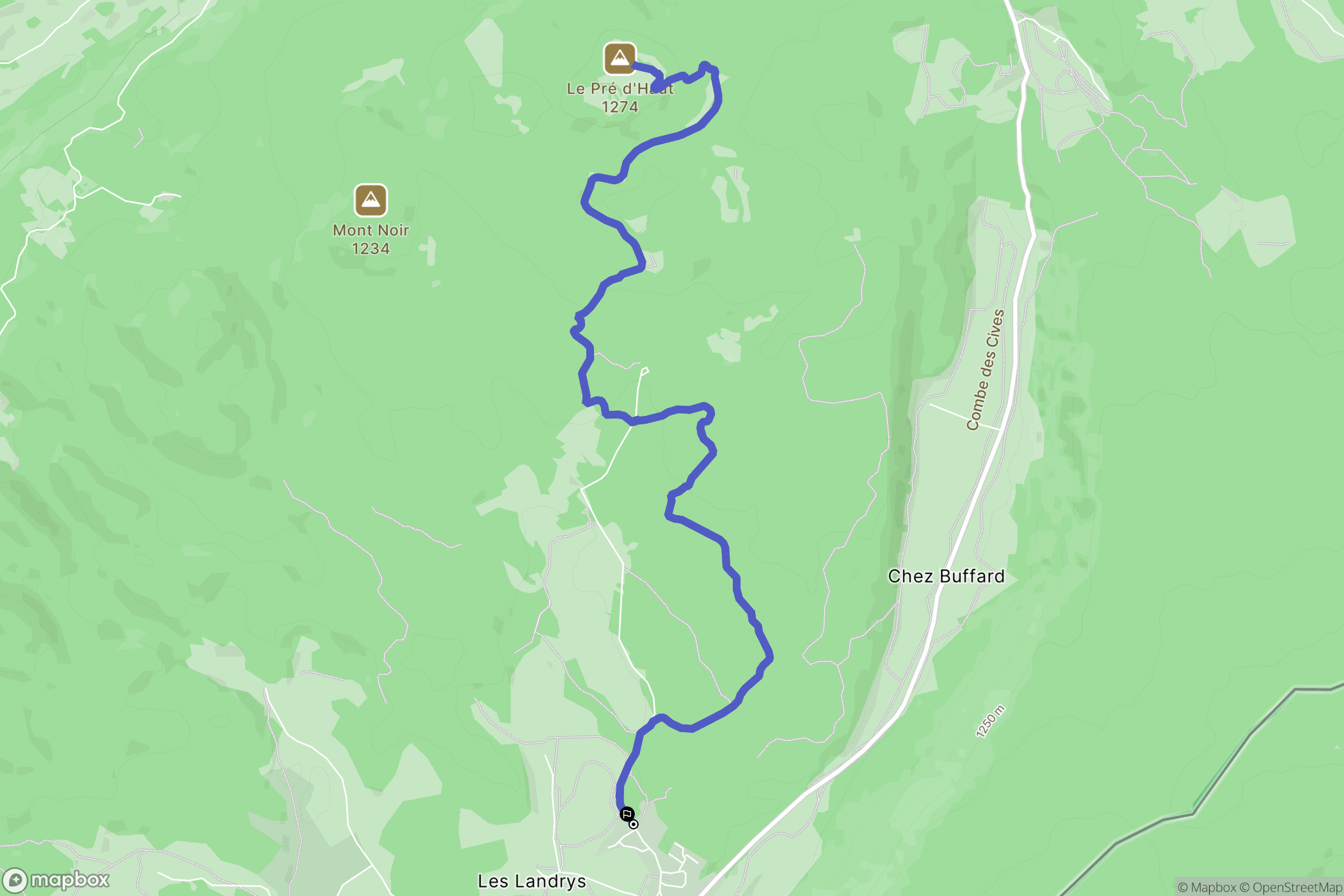 Chapelle-des-Bois : carte du parcours de randonnée - France