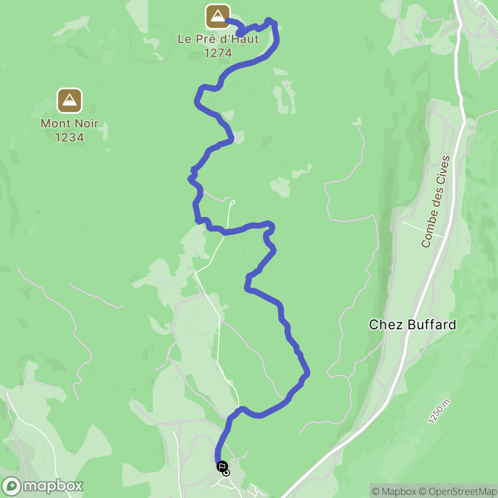 Chapelle-des-Bois : carte du parcours de randonnée - France